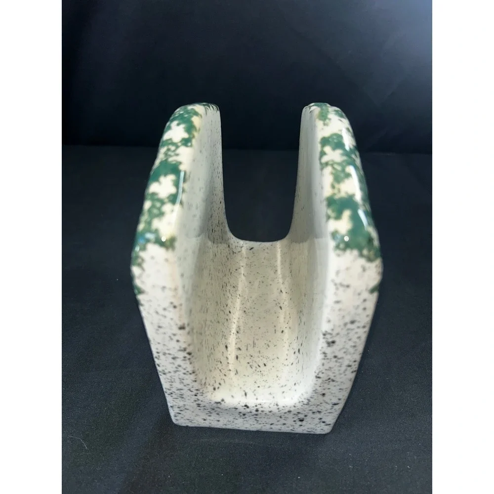 Gibson Design Ceramic‎ Napkin Holder Rustic Birdhouse Speckled Green Kitchen